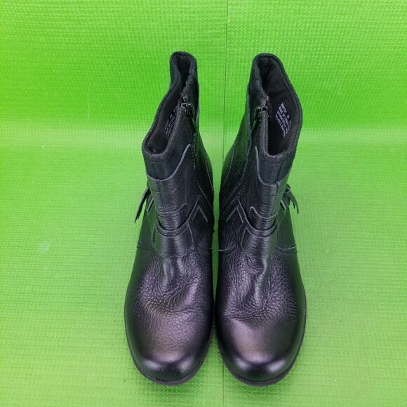 ✅Clarks Riddle Avant Women's Pebbled Black Leather Side Zip Ankle Boots Size 6M - Picture 7 of 11